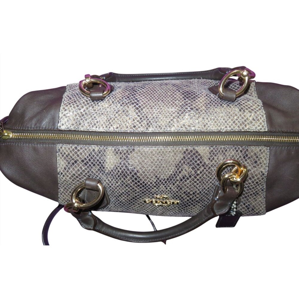 Coach 2014 Colette Brown Gray Exotic Python Graphite Embossed Leather Crossbody - Picture 12 of 16